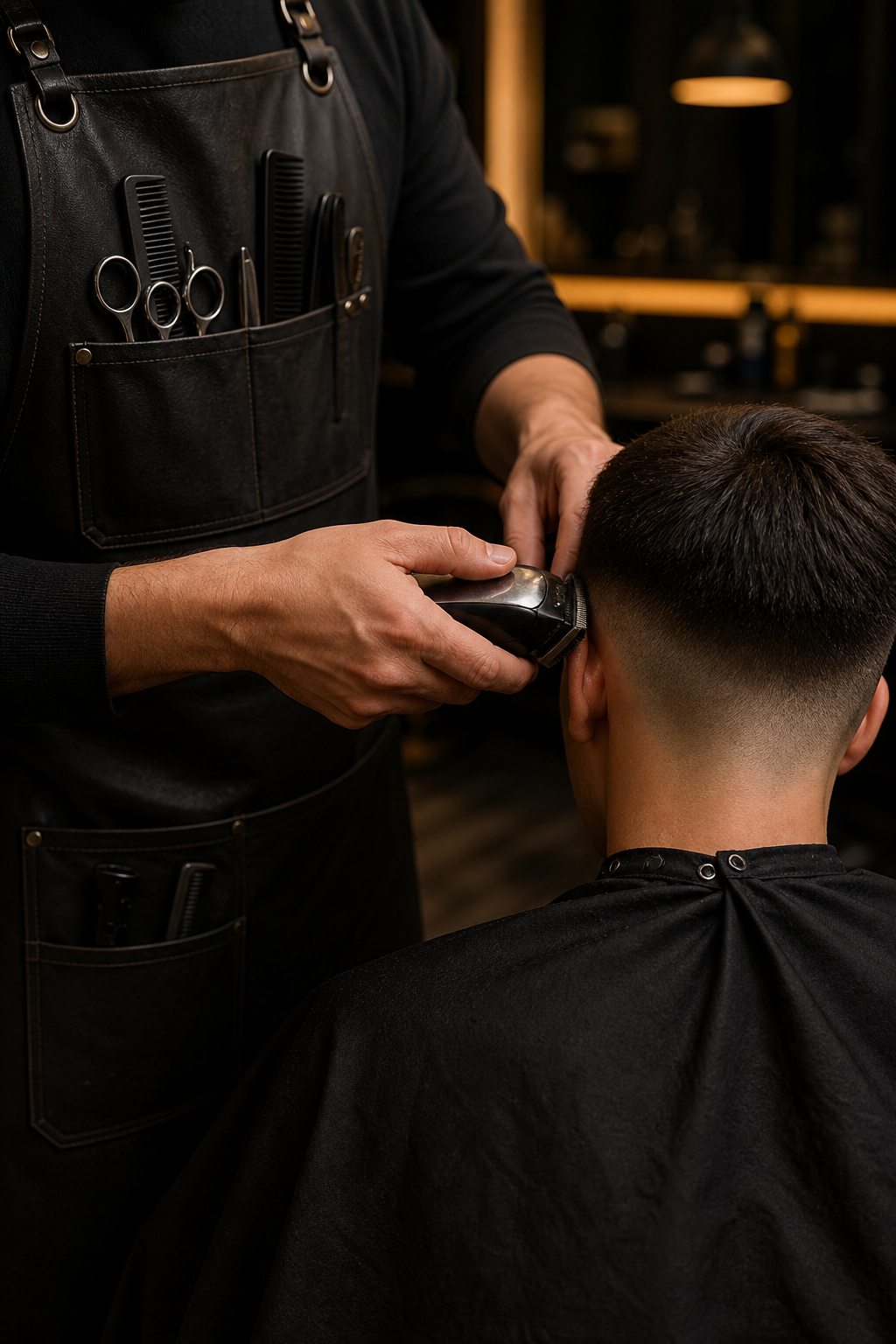 Detalle de corte fade realizado con máquina
